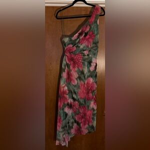 Socialite One-Shoulder Floral Dress with Side Cutout